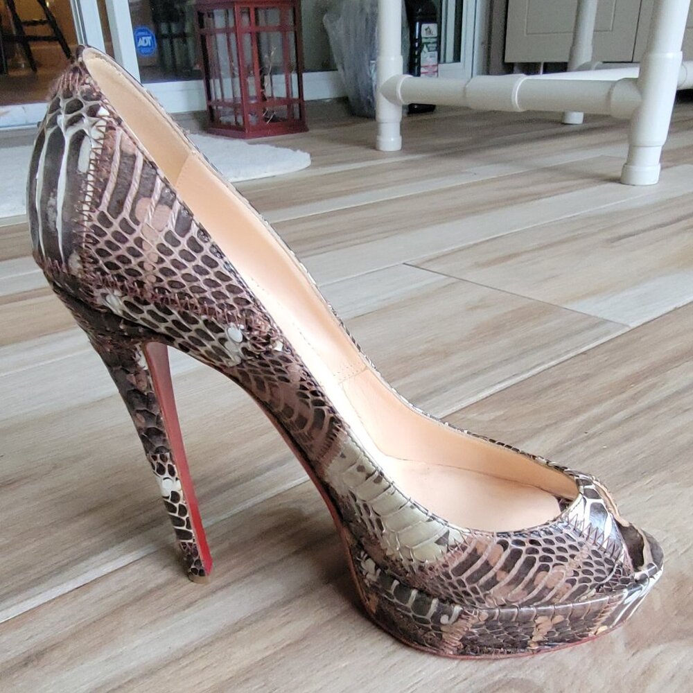 Christian Louboutin  Banana 140 Water snake Peeps Shoes Eur. 38